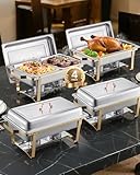 VEVOR Chafing Dish Set Speisenwärmer Edelstahl mit 2 Pfannen in voller Größe...