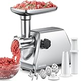 AIRMSEN 3-in-1 Elektrischer Fleischwolf mit Wurstfüller 2 Edelstahlklingen 3...