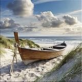 artissimo, Glasbild, 30x30cm, AG5499A, Landschaft/Natur: Boot am Strand, Bild...