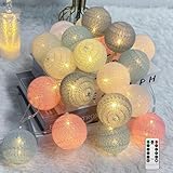 Ciskotu Baumwollkugeln Lichterkette, 20 LED USB Dimmbar Cotton Ball Lichterkette...