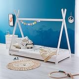IDIMEX Tipi Bett ELIN aus massiver Kiefer in 90 x 200, Kinder Hausbett mit Dach,...