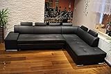 Quattro Meble Schwarz Echtleder Ecksofa London PIK 6z 300 x 200 Sofa Couch mit...
