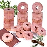 Yeecka 32 Stück Zedernholz Mottenschutz Ringe, Naturprodukt Mottenschutz für...