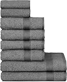 nottoc Handtücher Set Grau 8-TLG / 2 Badetücher 70x140 + 4 Handtücher 50x90 +...