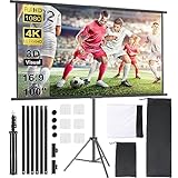 OWill Leinwand Beamer mit Stativ 100 Zoll,16:9 HD Leinwand Ausfahrbar,Tragbar...