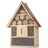 WILDLIFE FRIEND Großes Wildbienenhotel mit Rindendach - Wetterfestes...