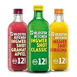 Kloster Kitchen Bio Ingwer Shot 3er Mix 12SHOTS 3x 360 ml mit Ingwerstückchen I...