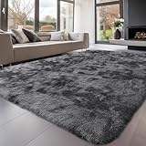 Sour Lemon Hochflor Teppich Grau Teppich Wohnzimmer 240x300 Waschbar Anti-Rutsch...