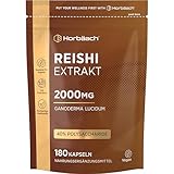 Reishi Kapseln Extrakt 2000mg | 40% Polysacchariden | 15:1 Extrakt | 180 Pulver...