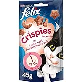 FELIX Crispies Katzensnack, Knusper-Leckerlie mit Lachs-und Forellengeschmack,...