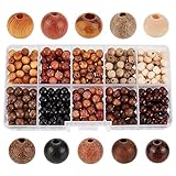PH PandaHall 500 Stück Natürliche Holzperlen 10 Stile 6mm Runde Lose...