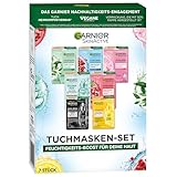Garnier Tuchmasken Set für jeden Hauttyp, 7 Gesichtsmasken für trockene bis...