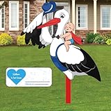 Klapperstorch Set zur Geburt Baby,Großer niedliche Holz Klapperstorch für Baby...