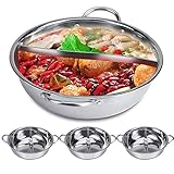 Hot Pot Topf Edelstahl 32cm Hotpot Doppelter Topf Kochtopf Shabu Hot...
