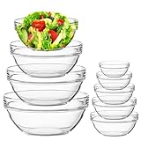 Kaxtde 9 Stück Glasschüssel Set, Salatschüssel Glas Verschiedenen Größe,...
