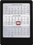 3-Monats-Tischaufsteller 2023 schwarz - Tisch-Kalender 12x16 cm - Büro-Kalender...