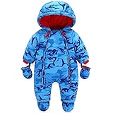 Baby Winter Overall Mit Kapuze Jungen Schneeanzüge mit Handschuhen und...