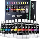 Ölfarben Set, Ohuhu 24 Farben 12ml/Röhrchen Ölfarben Starterset auf Leinwand...
