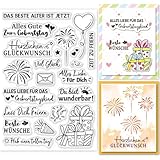 GLOBLELAND Sprüche Deutsche Clear Stamps Geburtstagsstempel Für DIY...