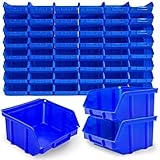 48x Stapelboxen Blau Größe 1 Werkstatt Garage Keller Sichtlagerboxen...