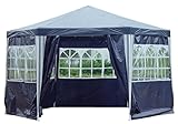 Kronenburg Pavillon wasserdicht PE Gartenzelt 6-Eck mit 6 Seitenteilen in Blau -...