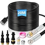 Lospitch Rohrreinigungsschlauch Set 20M, mit Düsen starr + rotierend, 3...