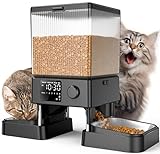 oneisall 5L Futterautomat Katze 2 Näpfe, Katzenfutter Automat mit einem Knopf,...
