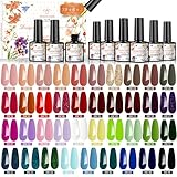 48 Stück UV Nagellack Set, FINGEROOM Gel Nagellack mit Unterlack,Glänzender &...