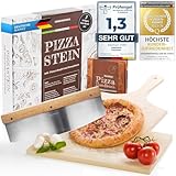 Profi Pizzastein, Pizzaschieber & Pizzamesser Set - Pizzaschaufel, Backstein &...