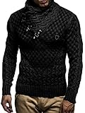 Leif Nelson Herren Strickpullover Schwarz mit Schalkragen/Hochwertiger...