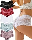 ALL OF ME 5er Pack Unterhosen Damen Spitze Sexy Unterwäsche V-Form Schnitt Slip...