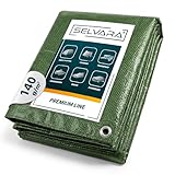 Selvara Abdeckplane 140g/m² Premium Line grün | Plane wasserdicht 1,5m x 10m |...