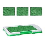 Relaxdays Hundeklo Rasen, Welpentoilette für die Wohnung, 4X Grasmatte, HxBxT:...