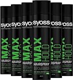 Syoss Haarspray Max Hold Haltegrad 5 (6 x 400 ml), Haarspray mit 48 h mega...