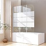Gestreift Duschwand für Badewanne 130x140cm 3-teilig faltbar Duschtrennwand...