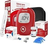 Sinocare Blutzuckermessgerät Set mit Teststreifen & Lanzetten (25+25 Stück) -...