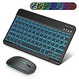 SOPPY Bluetooth Tastatur & Maus mit Hintergrundbeleuchtung,Tragbare...
