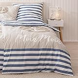Anker Bettwäsche (2 - teilig 155x220 Moin Moin) Maritime Bettwäsche-Set 80x80...