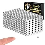 VNDUEEY Magnete Stark, 50 Stück 2x1mm Magnete für Magnettafel, Kühlschrank, Basteln, Magnete Klein für Zuhause, Arbeit, Fotos, Whiteboard Magnete