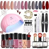 Modelones UV Nagellack Set, Shellac Set Starterset mit Lampe 48W, Gel Nagellack...