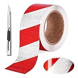 Nizirioo Reflektierendes Klebeband Rot-Weiß, 25m X 5cm Reflektorband...