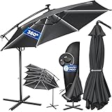 KESSER® Alu Ampelschirm LED Solar Ø350cm Inkl. Abdeckung Fernbedienung...