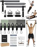 ALongSong Fitnessbänder Pilates Bar Set mit 6 Widerstandsbänder 30/40/50lbs,...