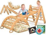 Kidiz® Klettergerüst Montessori 7in1 Spiel-Set mit Kletterbogen Rutsche...