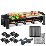 Raclette Gerät für 8 Personen | Party Grill mit Massiver Naturstein- und...