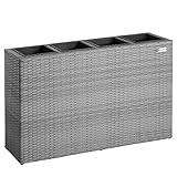 Casaria® Blumenkasten 4 Innentöpfe Polyrattan Herausnehmbar Wasserablauf...