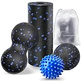 Eurtes 4 Stück Faszienball Set, Kleiner Faszienrolle, 7cm Igelball und Duoball...