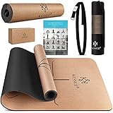 KESSER® Yogamatte Kork Inkl. Tragegurt Tasche & Yoga-Block Gymnastikmatte,...