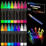 Roizefar Nachtleuchtende Farben 16×20ml, 3D Wasserfest Textilfarbe Farbe, glow...