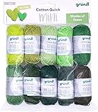 Gründl Wolle Cotton Quick Mini Shades of Green Set zum Stricken und Häkeln 10...